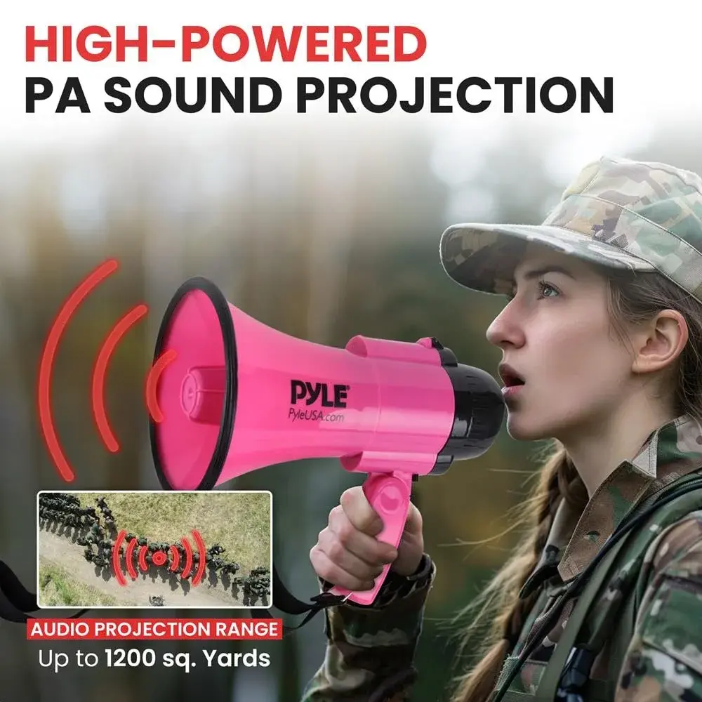Pyle Portable Megaphone Speaker Siren Bullhorn 30W Pink | 243.84 cm (800+ Yards) Range - view 5