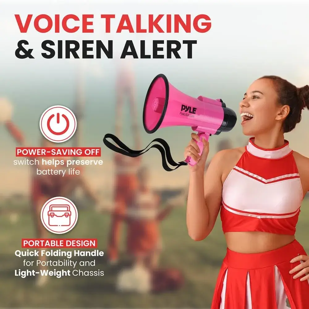 Pyle Portable Megaphone Speaker Siren Bullhorn 30W Pink | 243.84 cm (800+ Yards) Range - view 2