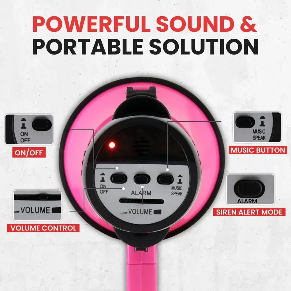 Pyle Portable Megaphone Speaker Siren Bullhorn 30W Pink | 243.84 cm (800+ Yards) Range - view 4