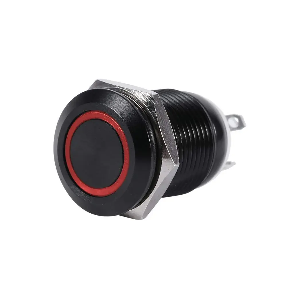 Keenso 12mm Momentary Push Button Switch with Red LED Light | 12V Metal Self-Resetting Switch for Cars & Electronics - view 4
