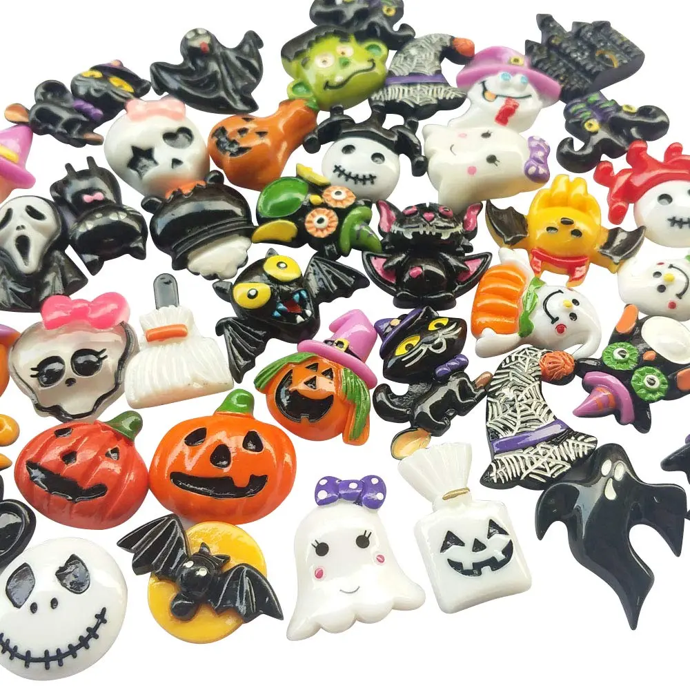 Chenkou Craft Resin Flatback Embellishments 50pcs | Halloween Mix, Assorted Styles, 15-40mm - main product image