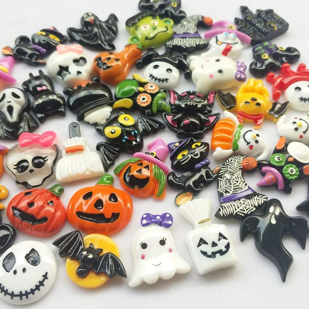Chenkou Craft Resin Flatback Embellishments 50pcs | Halloween Mix, Assorted Styles, 15-40mm - view 5