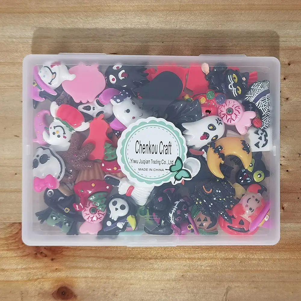 Chenkou Craft Resin Flatback Embellishments 50pcs | Halloween Mix, Assorted Styles, 15-40mm - view 6