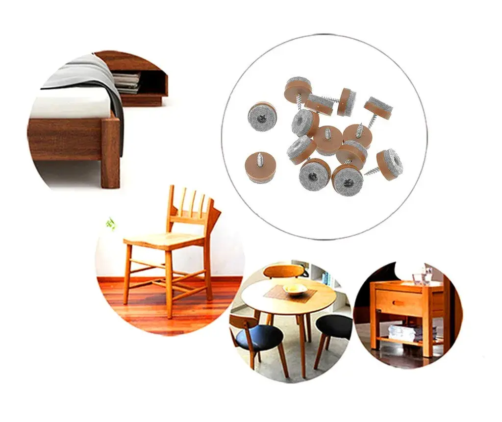ALIMITOPIA Screw-on Furniture Felt Pads 28mm (1.1") Brown | 40pcs for Hardwood Floors - view 7