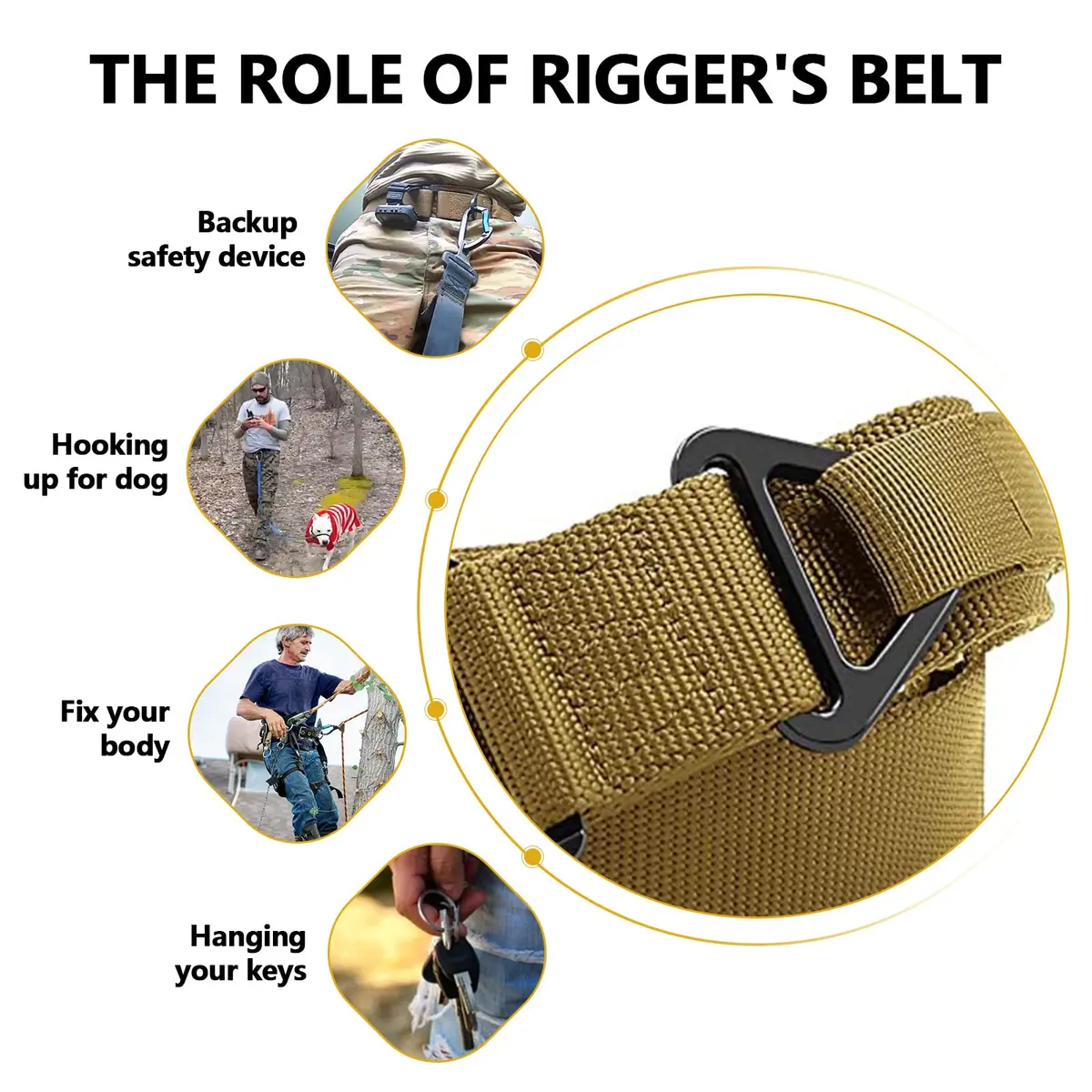 FAIRWIN Men's Tactical Belt 1.5 inch (3.8cm) Rigger Belt with Quick Release Buckle | Heavy Duty Nylon Web Belt for EDC and Outdoor Use - view 3