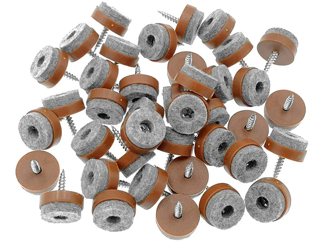 ALIMITOPIA Screw-on Furniture Felt Pads 40pcs | 20mm (0.8") Brown Round Glides for Hardwood Floors - main product image