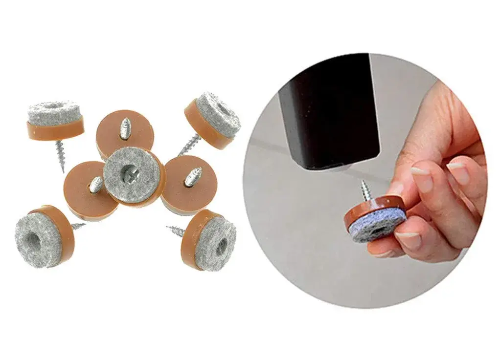 ALIMITOPIA Screw-on Furniture Felt Pads 24mm (0.95") Brown | Protects Hardwood Floors, Reduces Noise - view 5