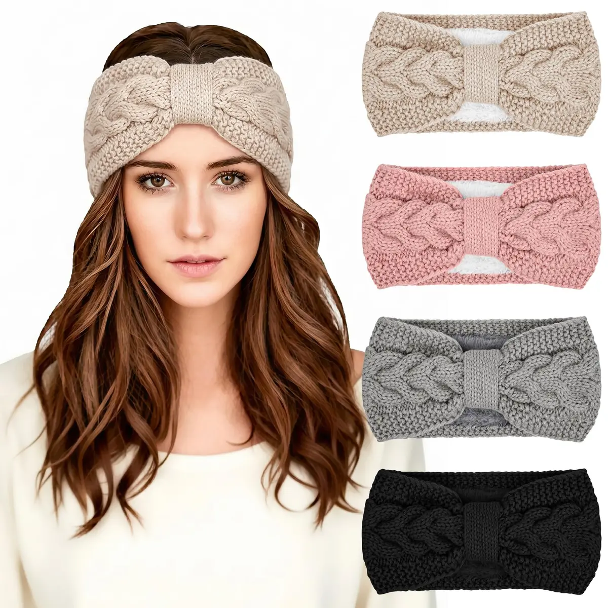 Chalier Winter Headbands for Women, Crochet Ear Warmer Headband, Mix B | Soft Stretchy Yarn, Trendy & Warm - main product image