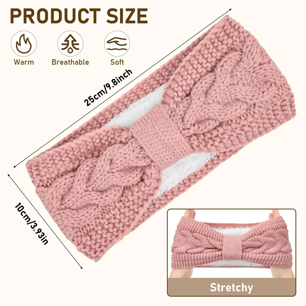 Chalier Winter Headbands for Women, Crochet Ear Warmer Headband, Mix B | Soft Stretchy Yarn, Trendy & Warm - view 3