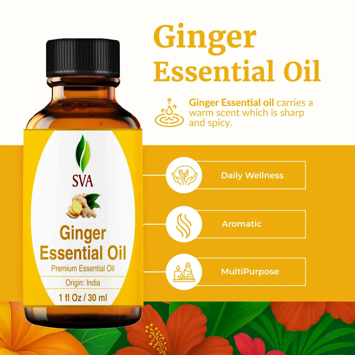 SVA ORGANICS Organic Ginger Essential Oil 1 Fl Oz (30 ml) - Pure & Natural - view 2