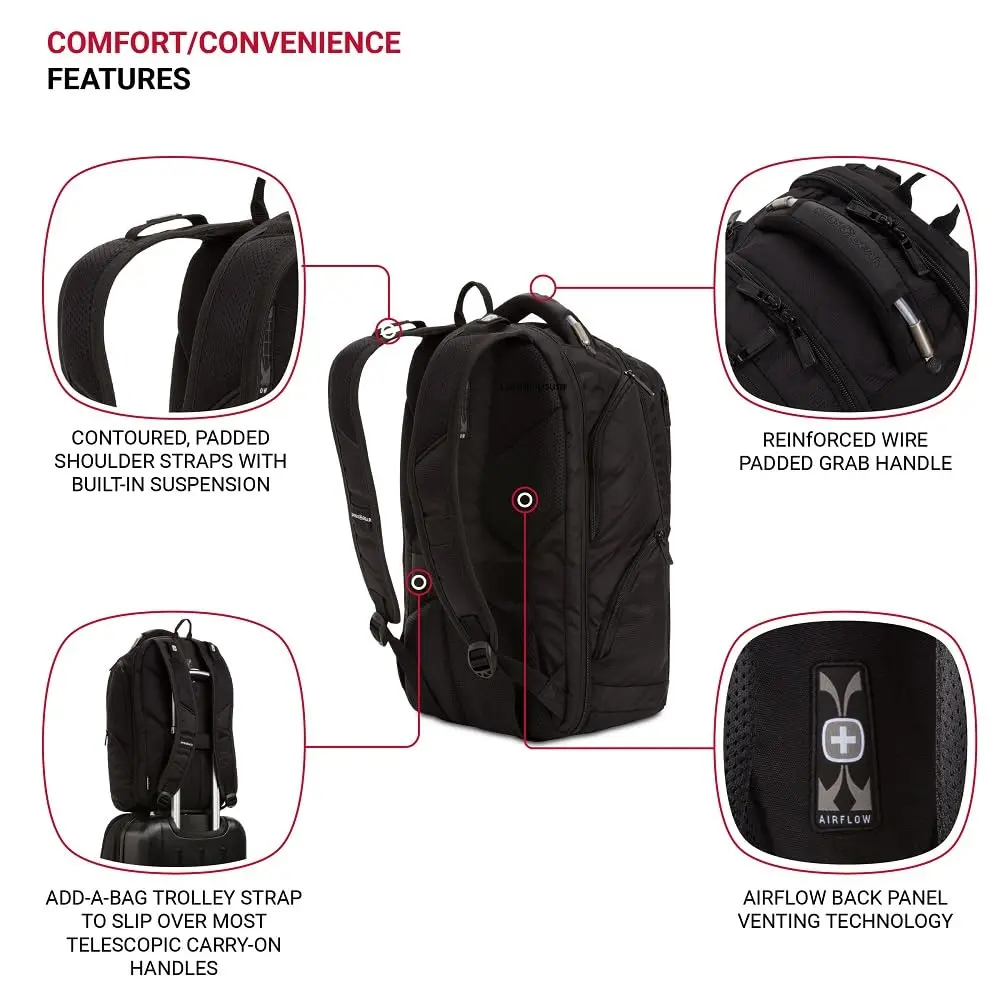 SwissGear 2762 ScanSmart Laptop Backpack Fits Most 16 Inch Laptops | TSA Friendly, Work & School, Black - view 4