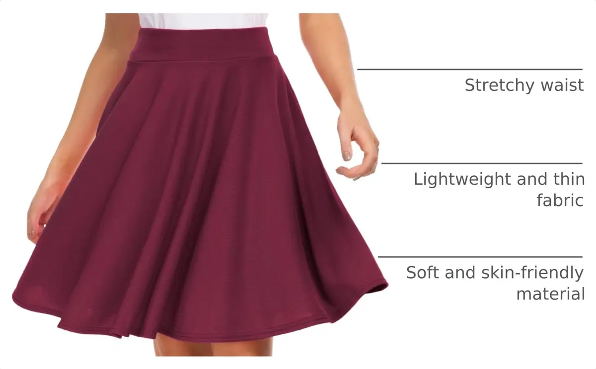 EXCHIC Women's Casual Flared Midi Skirt S | A-Line Pleated, Lightweight Polyester & Spandex - view 4