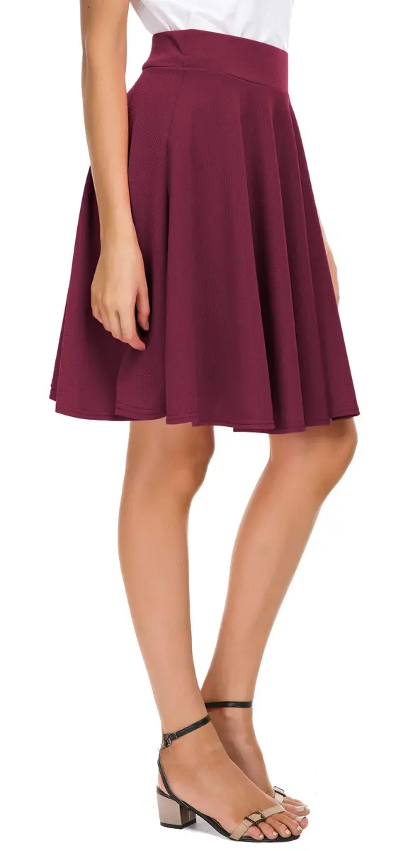 EXCHIC Women's Casual Flared Midi Skirt S | A-Line Pleated, Lightweight Polyester & Spandex - view 6