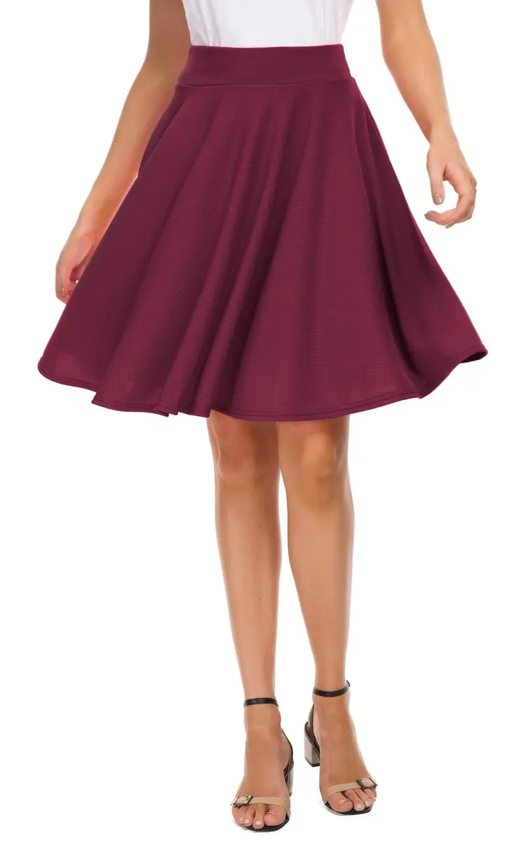EXCHIC Women's Casual Flared Midi Skirt S | A-Line Pleated, Lightweight Polyester & Spandex - main product image