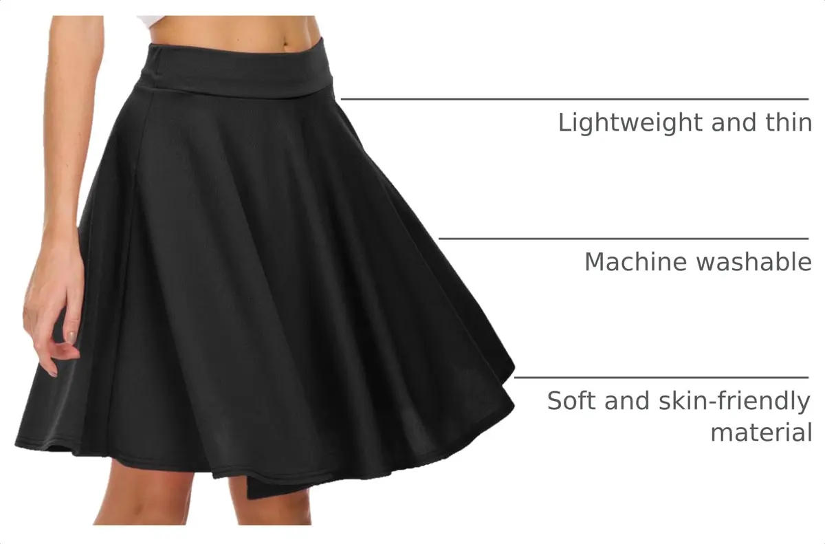 EXCHIC Women's Casual Flared High Waist Skater Skirt XL | A-Line Pleated Midi - view 4