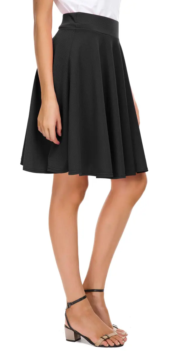 EXCHIC Women's Casual Flared High Waist Skater Skirt XL | A-Line Pleated Midi - view 6