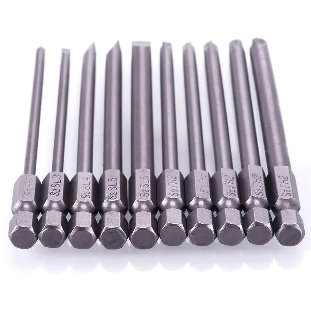 Rocaris 100mm (3.93") Long Magnetic Screwdriver Bits Set | S2 Steel, 1/4" Hex Shank, 10-Piece - view 8