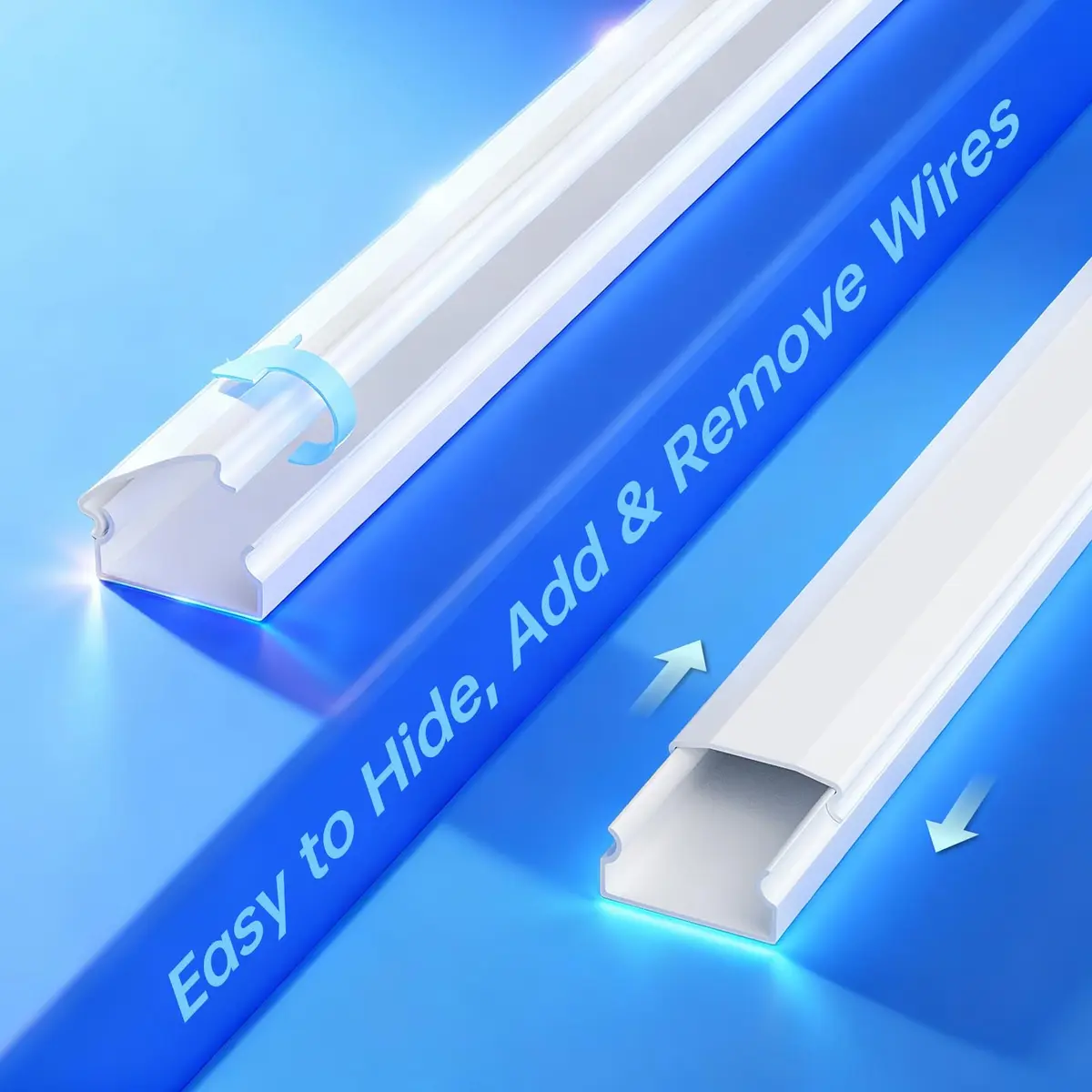 Delamu Large Cable Hider Raceway Kit 2.9cm W x 1.7cm H x 216cm L | Conceals 3-4 Wires on Wall - view 6