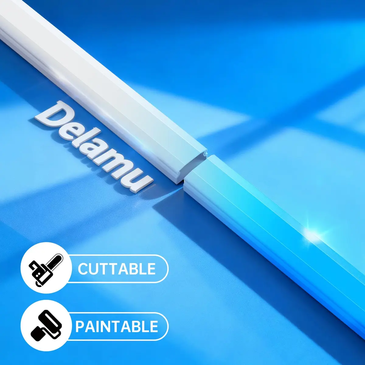 Delamu Large Cable Hider Raceway Kit 2.9cm W x 1.7cm H x 216cm L | Conceals 3-4 Wires on Wall - view 7