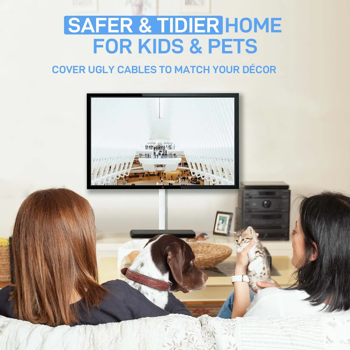 Delamu Large Cable Hider Raceway Kit 2.9cm W x 1.7cm H x 216cm L | Conceals 3-4 Wires on Wall - view 8