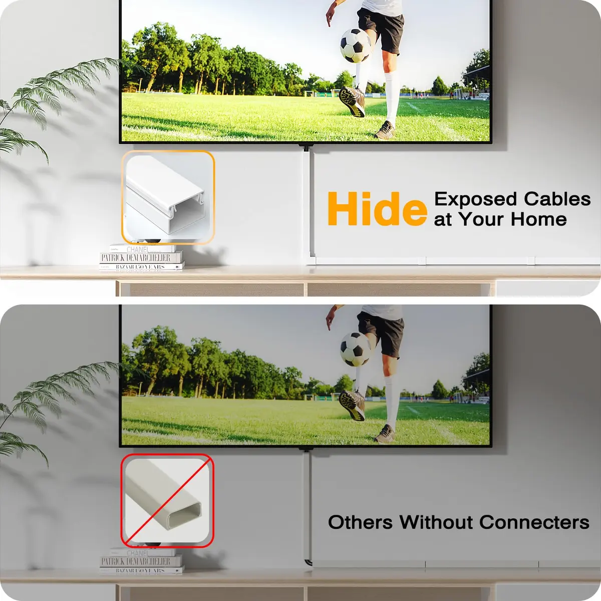 Delamu Cord Hider, 157in Wall Wire Cover for Cords, Cable Raceway Kit, White - view 6
