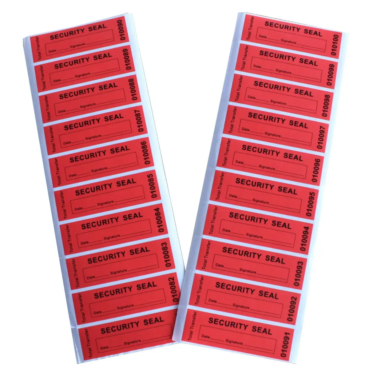 TamperSeals Group Red 1" x 3.35" Tamper Proof Security Stickers | Total Transfer & Instant Void Message - view 2