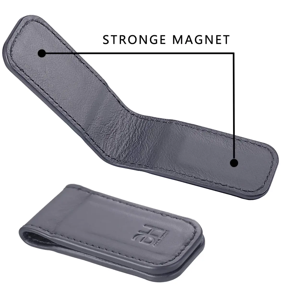 GH GOLD HORSE Slim Magnetic Money Clip Genuine Leather Business Card Holder for Men (Grey) | Holds 10-15 Bills & Cards - view 5
