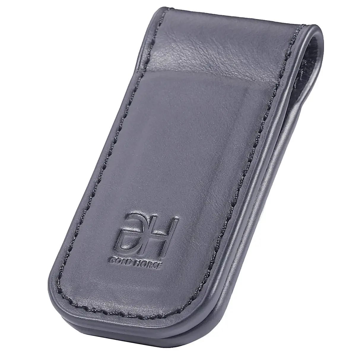 GH GOLD HORSE Slim Magnetic Money Clip Genuine Leather Business Card Holder for Men (Grey) | Holds 10-15 Bills & Cards - view 3