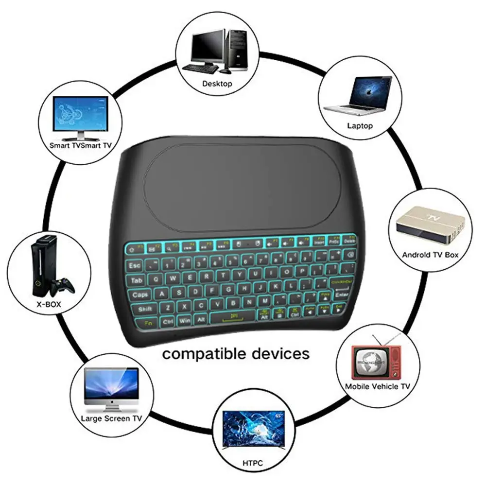 Dupad story D8 Mini Wireless Keyboard with Touchpad | Colorful Backlit, Handheld Remote, Wide Compatibility - view 5