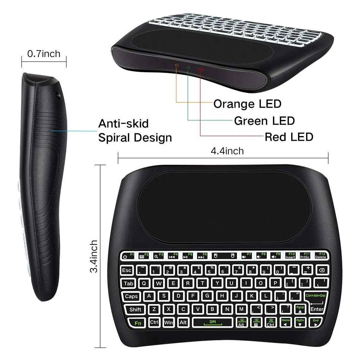 Dupad story D8 Mini Wireless Keyboard with Touchpad | Colorful Backlit, Handheld Remote, Wide Compatibility - view 6