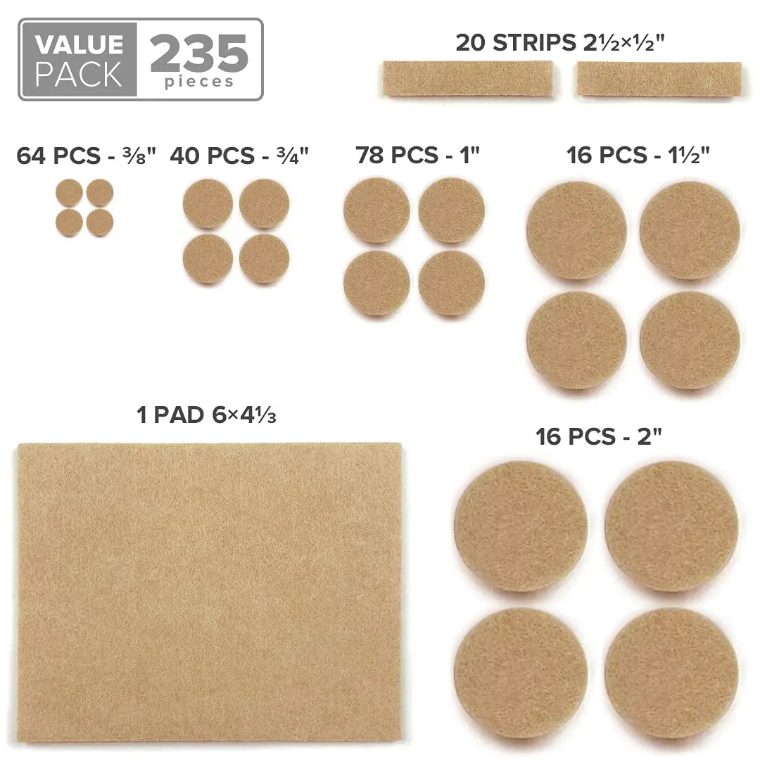X-Protector 235 PCS Felt Furniture Pads | Heavy Duty Floor Protectors for Hardwood, Laminate & Tile - view 5