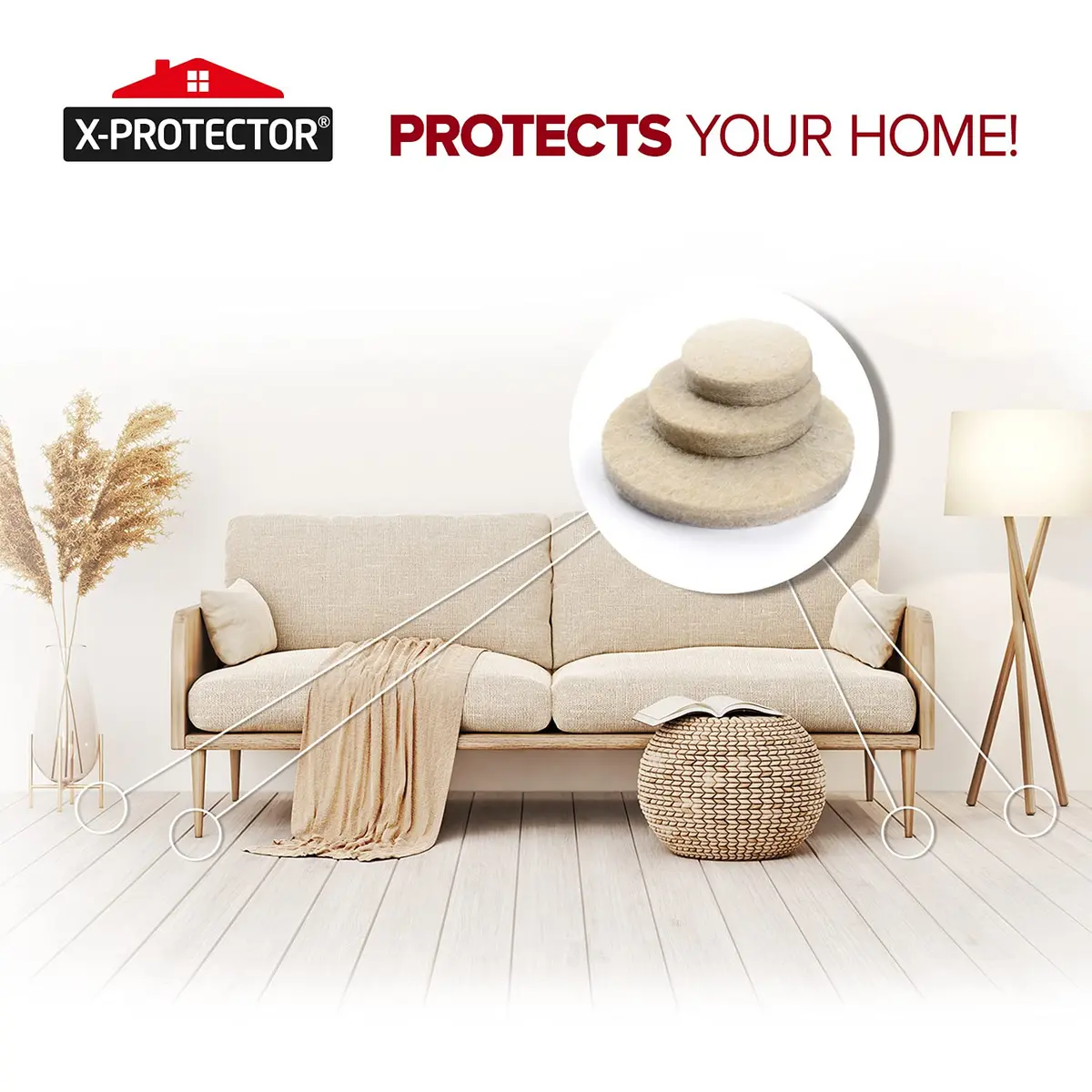 X-Protector 235 PCS Felt Furniture Pads | Heavy Duty Floor Protectors for Hardwood, Laminate & Tile - view 6