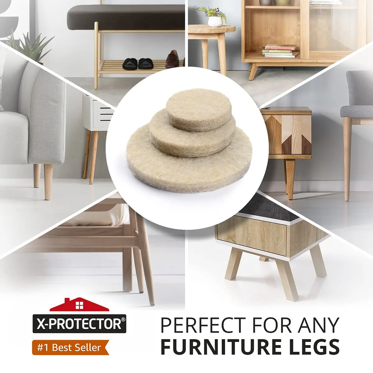 X-Protector 235 PCS Felt Furniture Pads | Heavy Duty Floor Protectors for Hardwood, Laminate & Tile - view 2