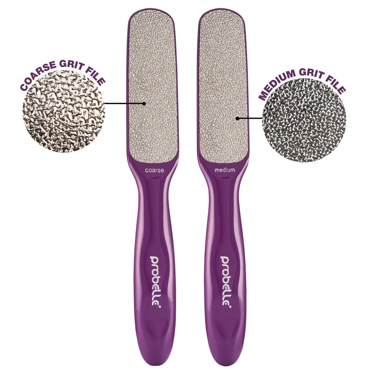 Probelle Double Sided Nickel Foot File Callus Remover, Purple | Safe, Hypoallergenic Pedicure Tool for Dry Feet - view 6