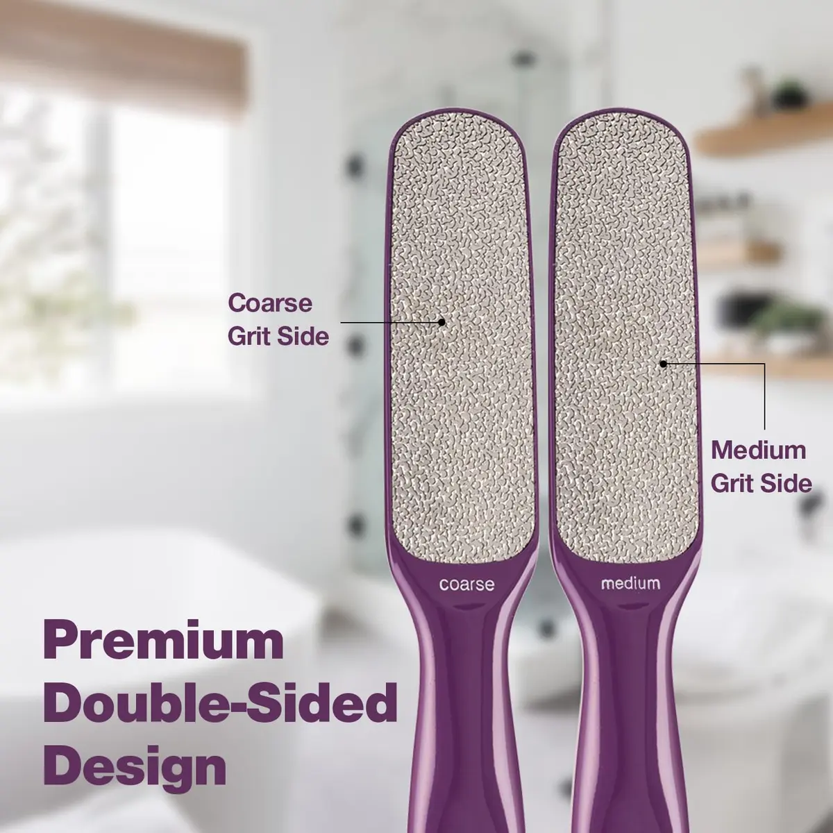 Probelle Double Sided Nickel Foot File Callus Remover, Purple | Safe, Hypoallergenic Pedicure Tool for Dry Feet - view 2