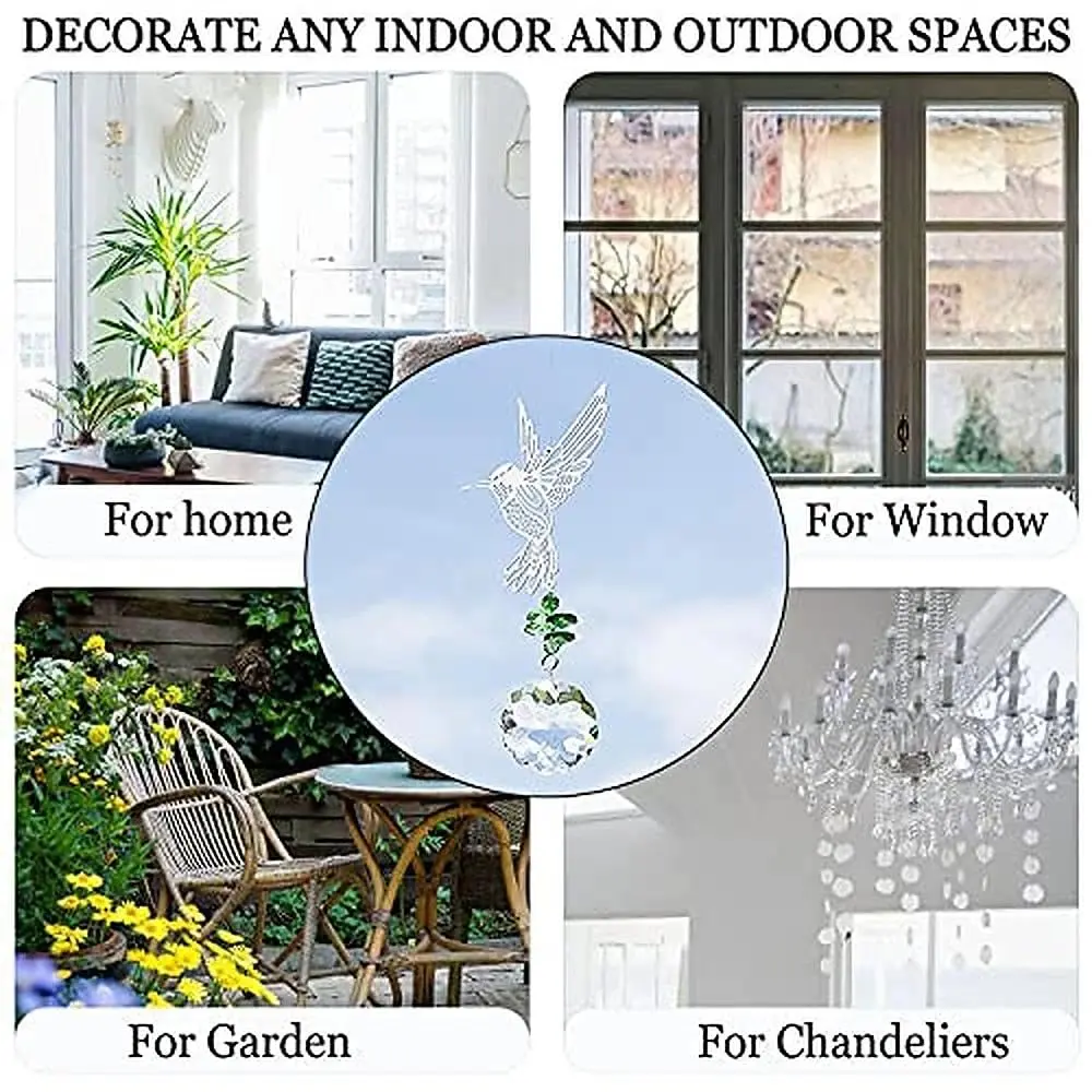 H&D HYALINE & DORA Crystal Hummingbird Flower Prism Window Suncatcher 41cm (16.1in) | Rainbow Maker Decor - view 8