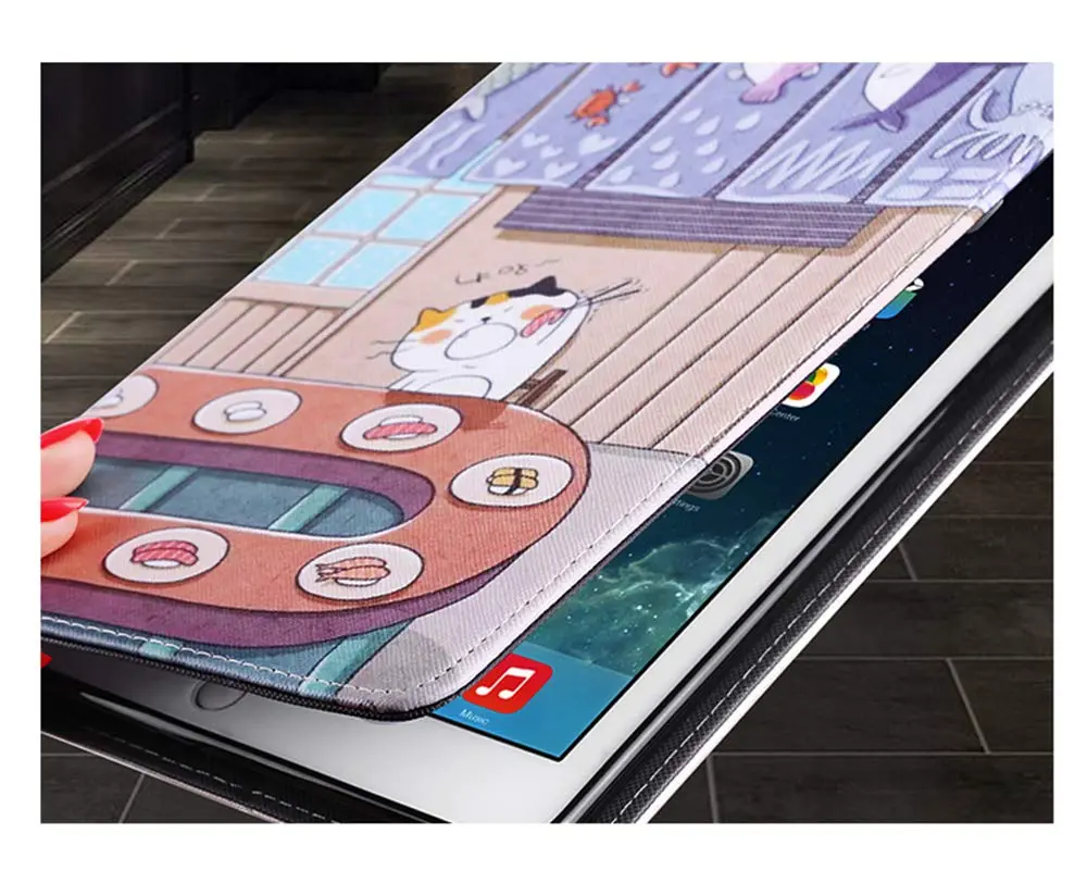 UnnFiko Cartoon iPad 5th/6th Gen 9.7-inch Case | Slim Lightweight Stand with Auto Sleep/Wake, Cat and Sushi Design - view 2