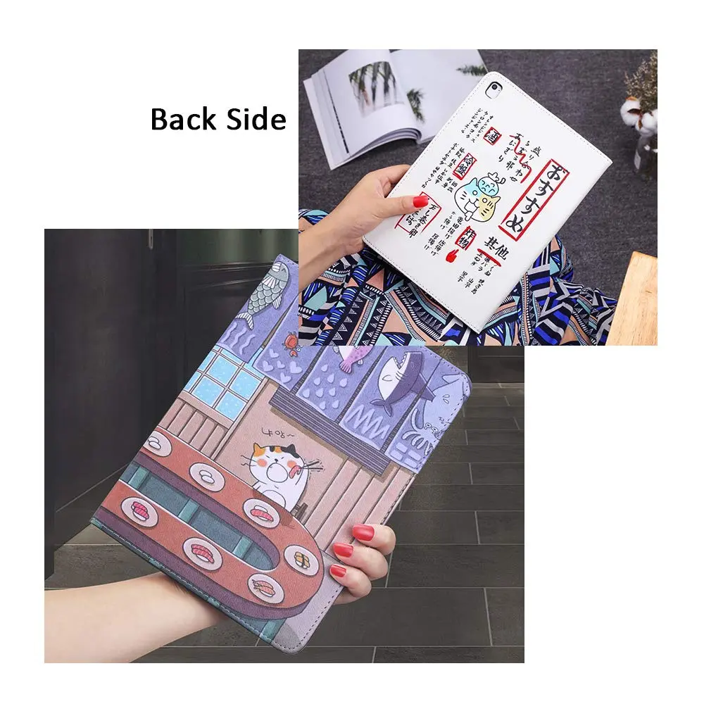 UnnFiko Cartoon iPad 5th/6th Gen 9.7-inch Case | Slim Lightweight Stand with Auto Sleep/Wake, Cat and Sushi Design - view 3