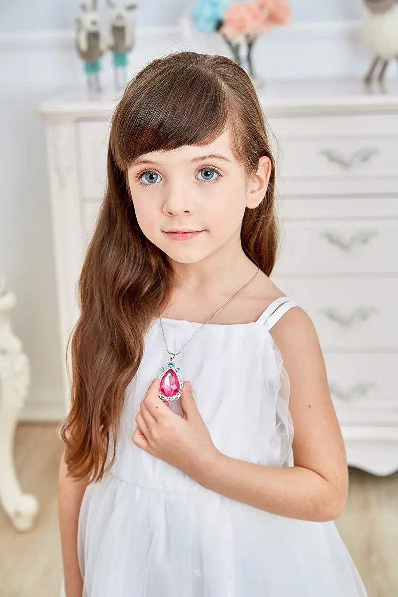 Vinjewelry Sofia the First Amulet and Elena Princess Necklace Twin Sister Teardrop Necklace Set (16-18 inches) - view 5