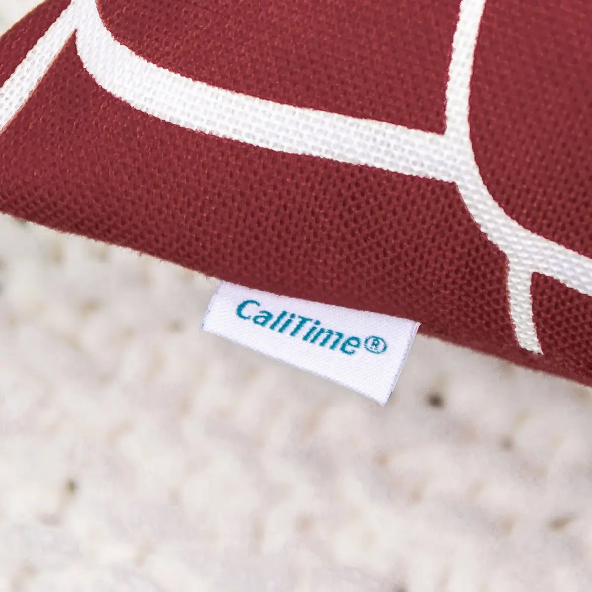 CaliTime Pack of 2 Decorative Pillow Covers 20 x 20 Inches | Dahlia Floral Outline, Dark Red - view 7