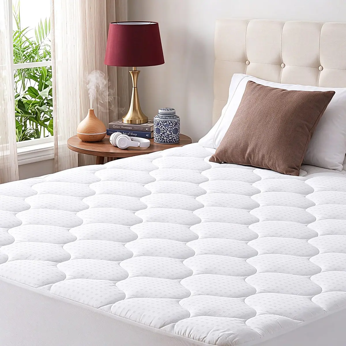 LEISURE TOWN Olympic Queen Mattress Pad Cover 66" x 80" | Deep Pocket Cotton Top Pillow Top with Snow Down Alternative Fill (8-21 Inch) - main product image