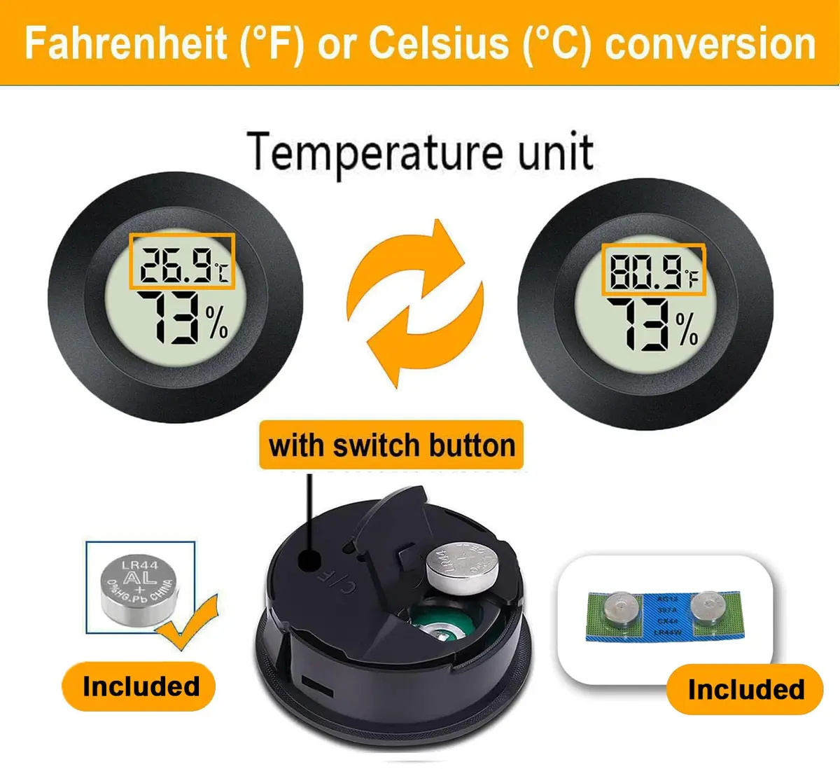 JEDEW Digital Humidity Meter & Thermometer 2 Pack | Measures 0-70°C (32-158°F) & 10-99% RH - view 4