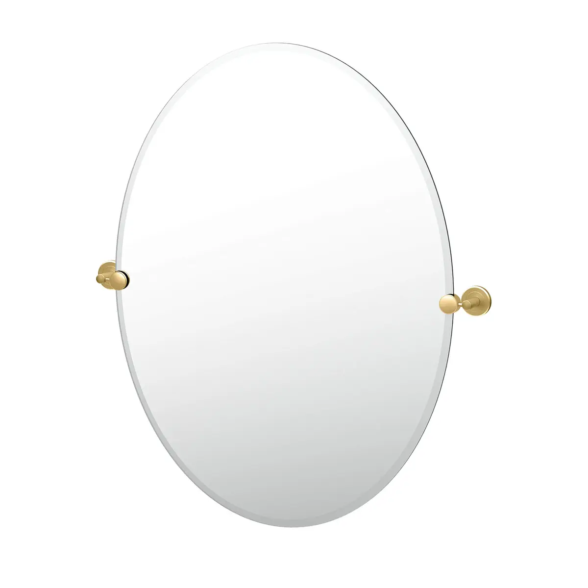 Gatco Latitude II Oval Mirror Brushed Brass 32"H x 28.5"W | Designer Wall Mirror - main product image