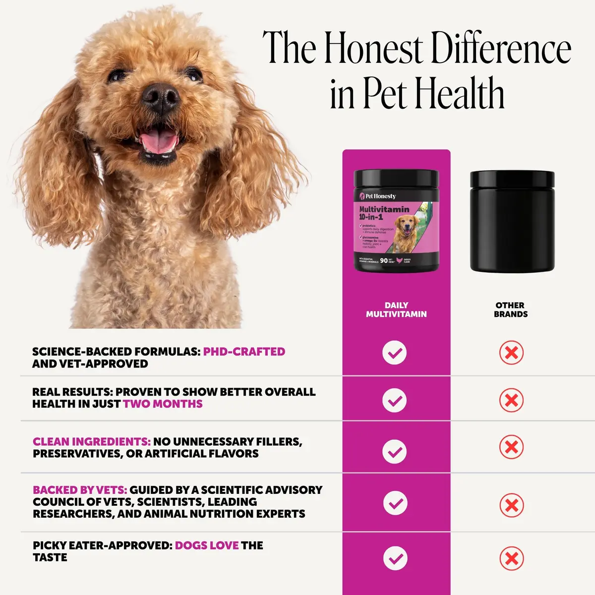 Pet Honesty Vet Recommended 10-in-1 Dog Multivitamin, 90 Ct, Chicken | Complete Dog Nutrition & Joint Support - view 5