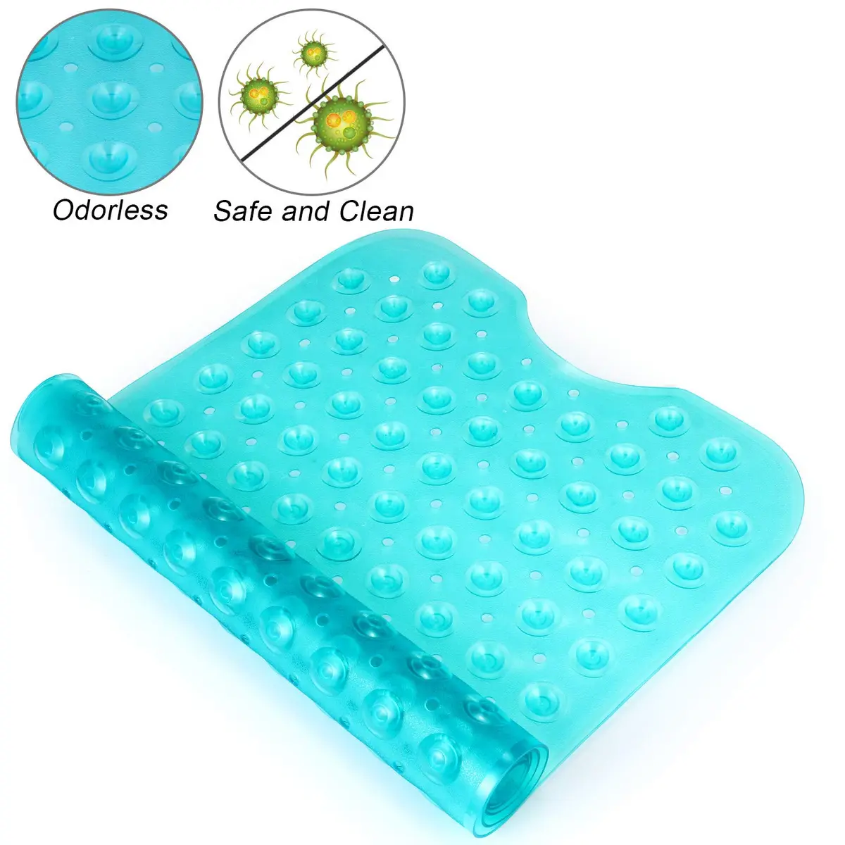 YINENN Bath and Shower Safety Mats 40x16 inch | Non Slip with Suction Cups for Bathroom, Extra Large, Machine Washable, Green - view 2