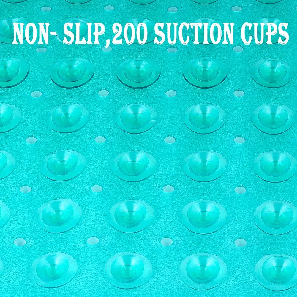 YINENN Bath and Shower Safety Mats 40x16 inch | Non Slip with Suction Cups for Bathroom, Extra Large, Machine Washable, Green - view 3