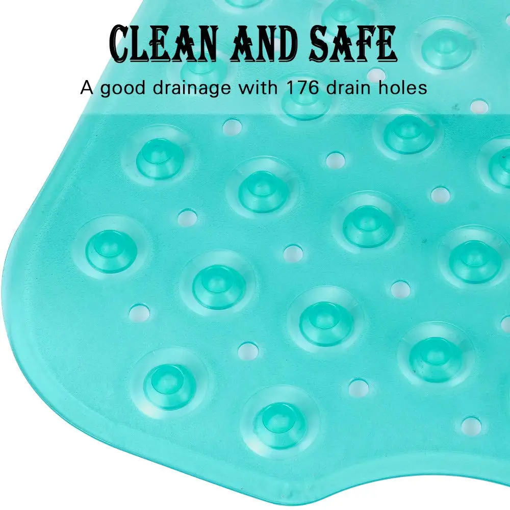 YINENN Bath and Shower Safety Mats 40x16 inch | Non Slip with Suction Cups for Bathroom, Extra Large, Machine Washable, Green - view 4