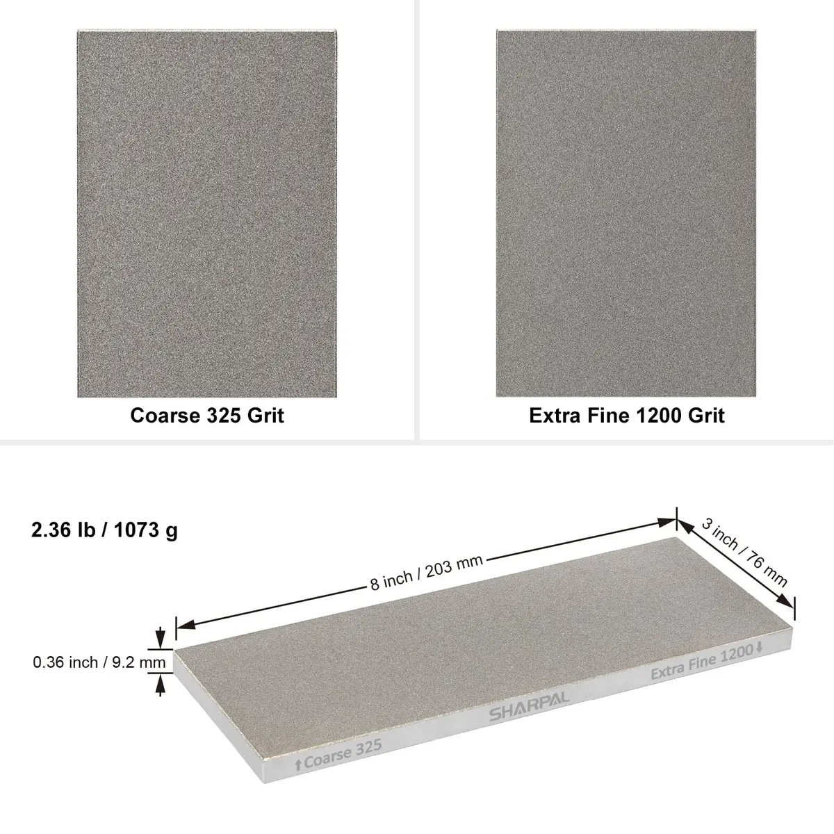 SHARPAL 162N Diamond Sharpening Stone 20.3 cm x 7.6 cm (8 in. x 3 in.) | Dual Grit Coarse 325 & Fine 1200 - view 4