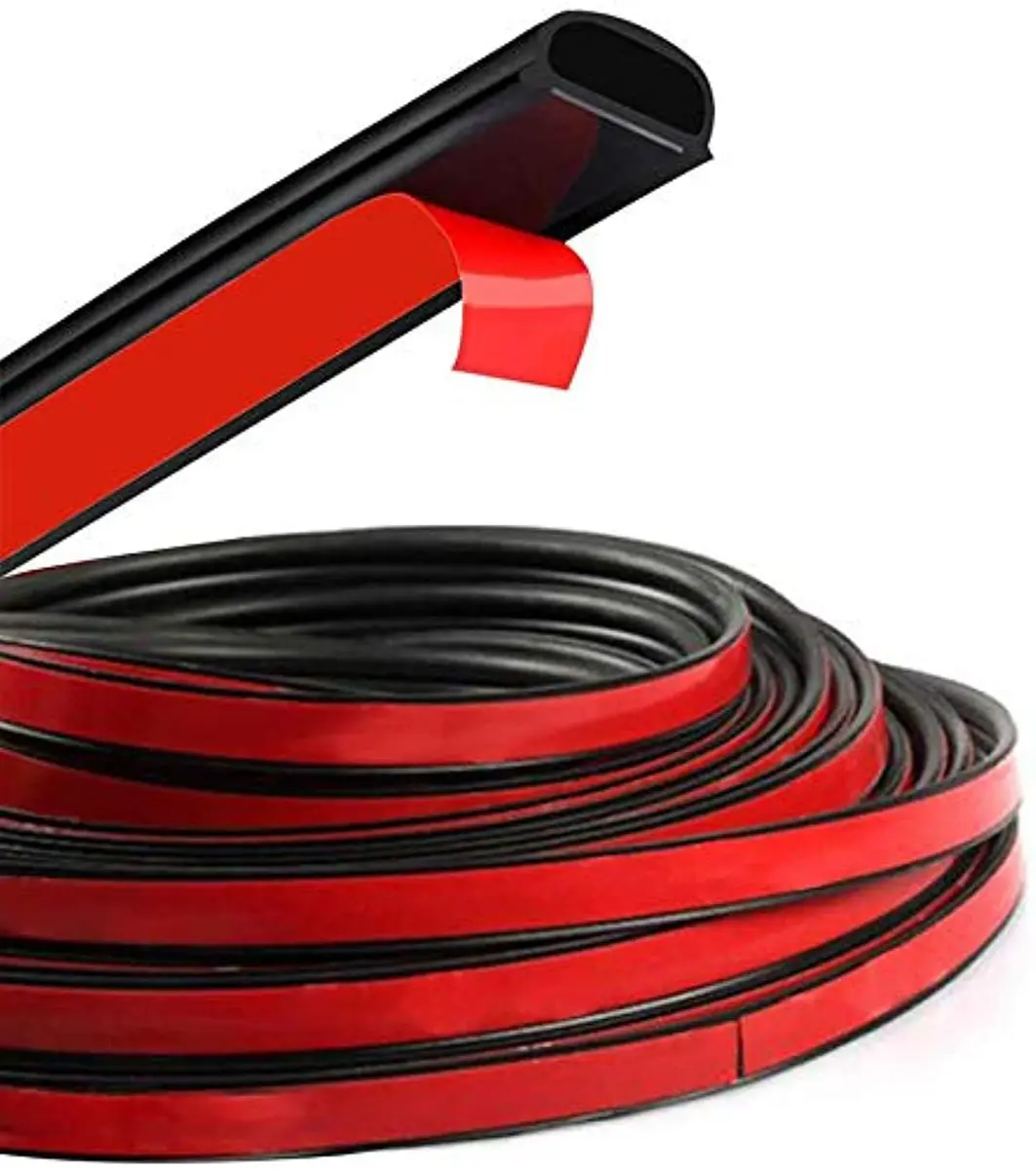 HOTSYSTEM D-Shape Door Rubber Seal Strip Weatherstrip 26.25ft | Self Adhesive Car & Truck Seal - main product image