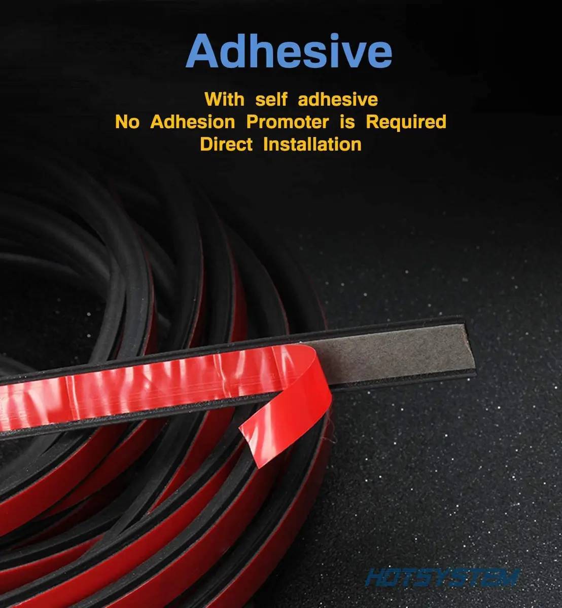 HOTSYSTEM D-Shape Door Rubber Seal Strip Weatherstrip 26.25ft | Self Adhesive Car & Truck Seal - view 2
